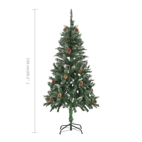 Kunstigt juletræ med grankogler og hvidt glitter 150 cm