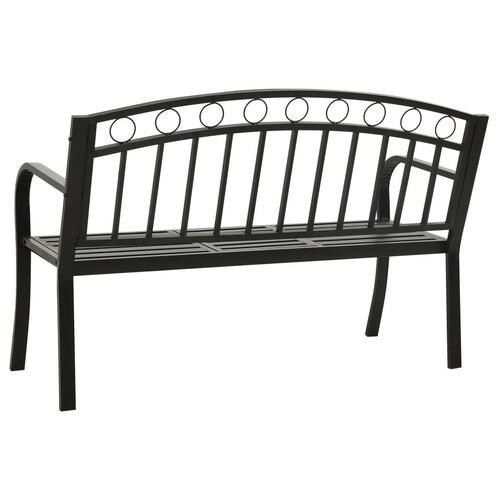 Havebænk med bord 120 cm stål sort
