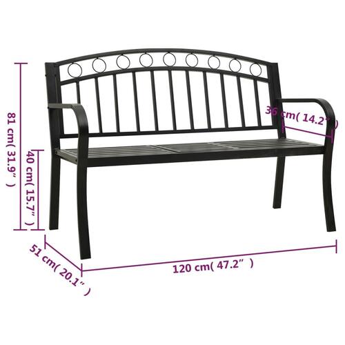Havebænk med bord 120 cm stål sort