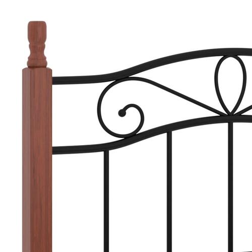 Sengeramme 90x200 cm metal og massivt egetræ sort