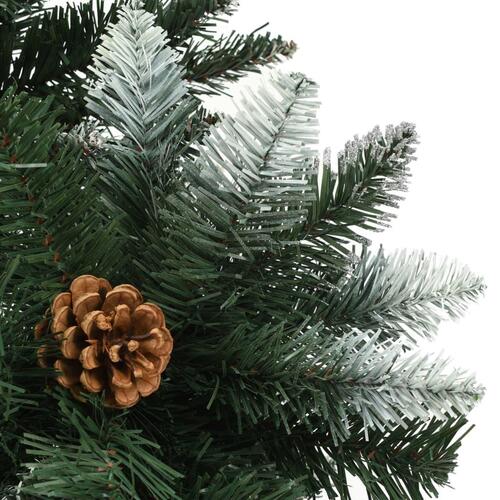 Kunstigt juletræ med grankogler og hvidt glitter 180 cm