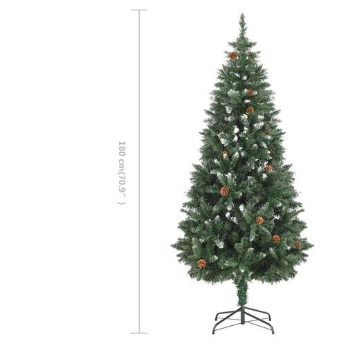 Kunstigt juletræ med grankogler og hvidt glitter 180 cm