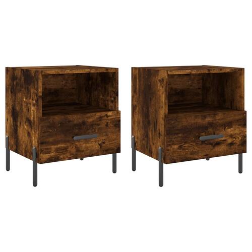 Sengeborde 2 stk. 40x35x47,5 cm konstrueret træ røget egetræ