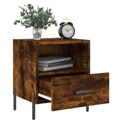Sengeborde 2 stk. 40x35x47,5 cm konstrueret træ røget egetræ