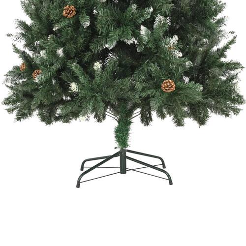 Kunstigt juletræ med grankogler og hvidt glitter 210 cm
