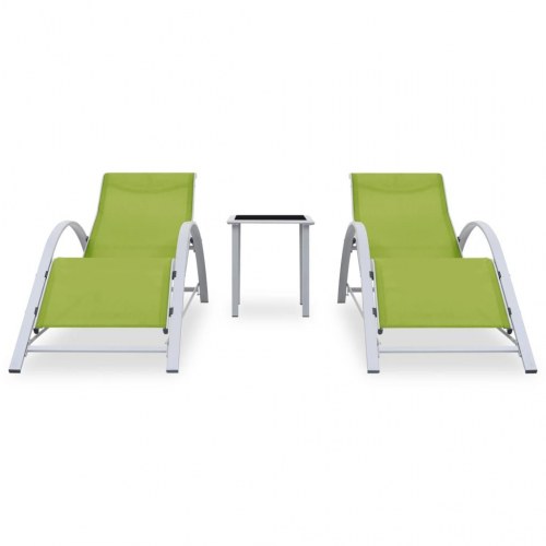 Liggestole 2 stk. med bord aluminium grøn