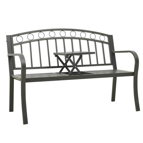 Havebænk med bord 120 cm stål grå