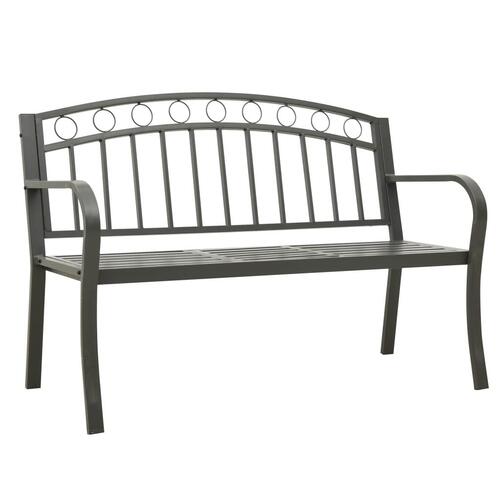 Havebænk med bord 120 cm stål grå