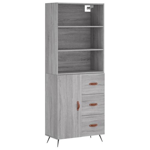 Højskab 69,5x34x180 cm konstrueret træ grå sonoma-eg