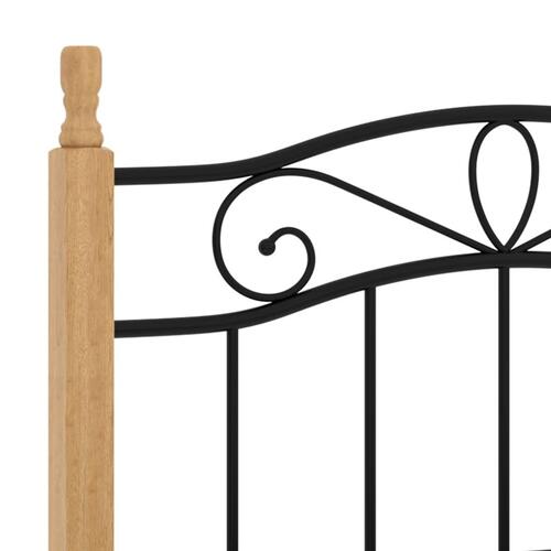 Sengeramme 90x200 cm metal og massivt egetræ sort