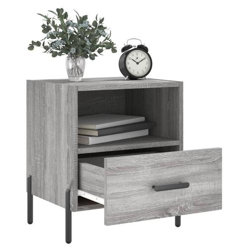 Sengeborde 2 stk. 40x35x47,5 cm konstrueret træ grå sonoma-eg