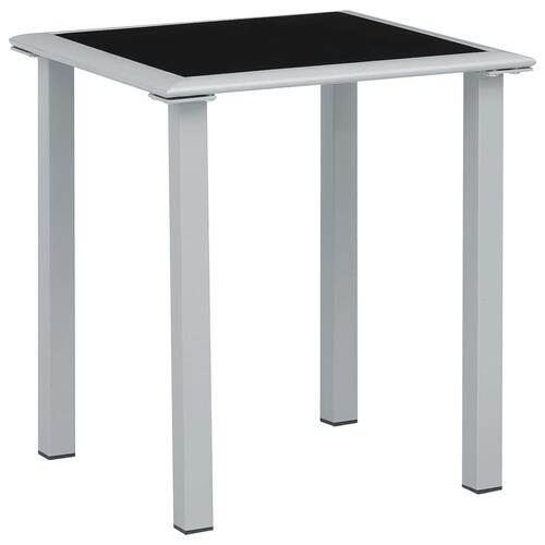 Havebord 41x41x45 cm stål og glas sort og sølvfarvet