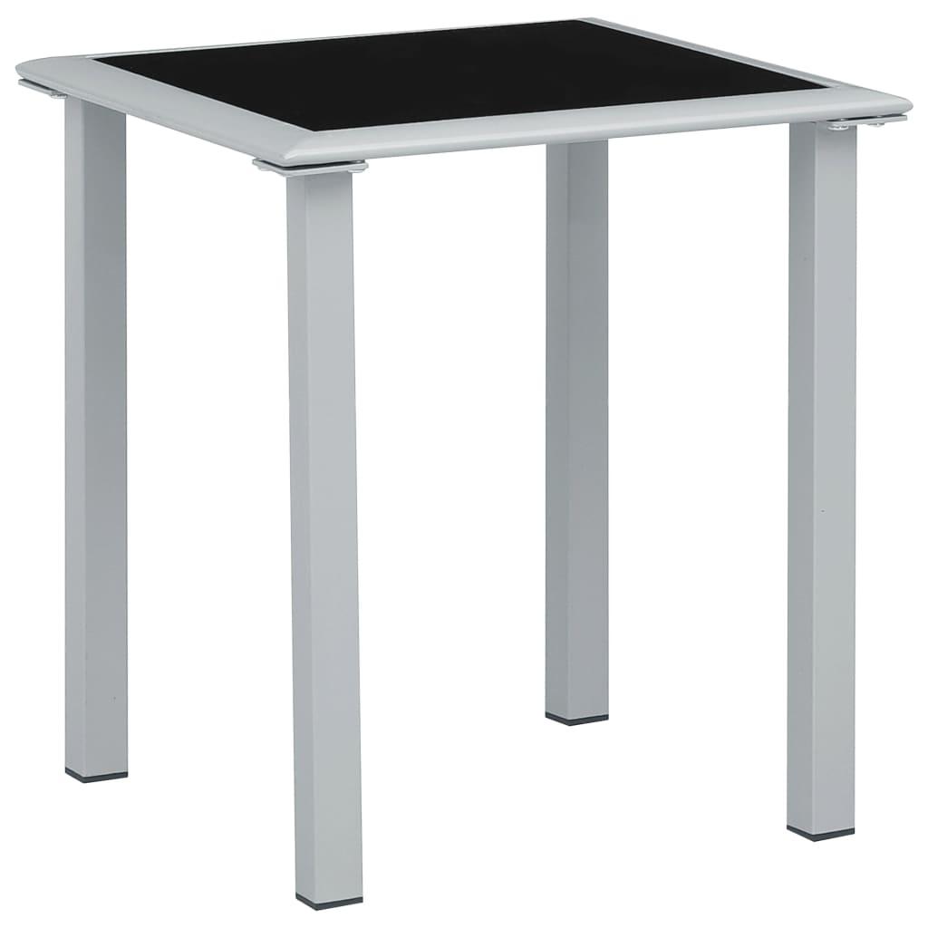 Havebord 41x41x45 cm stål og glas sort og sølvfarvet billede