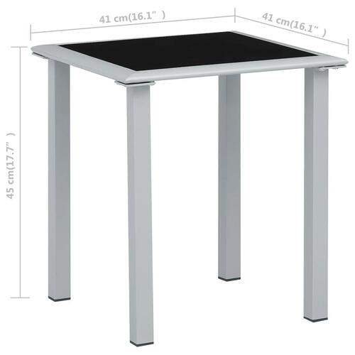 Havebord 41x41x45 cm stål og glas sort og sølvfarvet