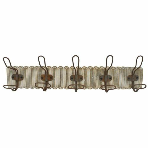 Knagerække til væggen Kolonistil Jern Mangotræ 61 x 10 x 21 cm Afklædt