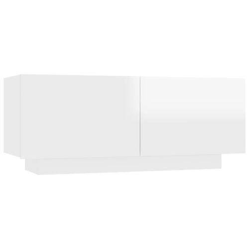 Sengebord 100x35x40 cm konstrueret træ hvid højglans