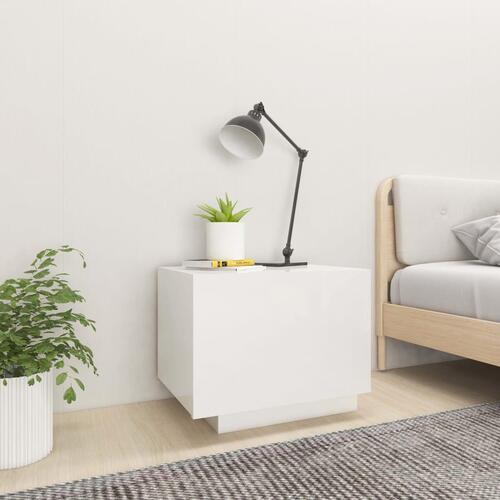Sengebord 100x35x40 cm konstrueret træ hvid højglans