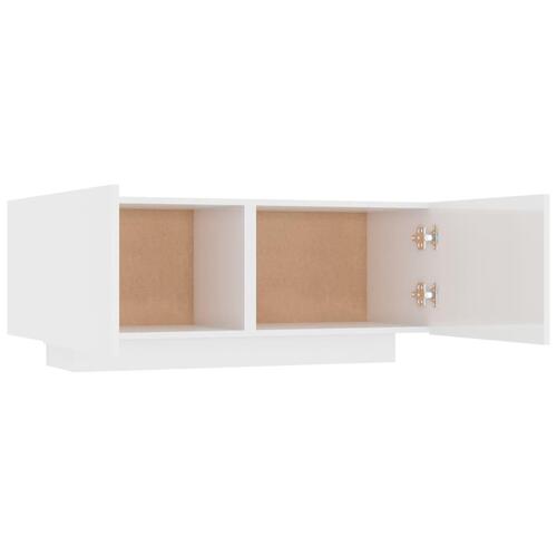 Sengebord 100x35x40 cm konstrueret træ hvid højglans
