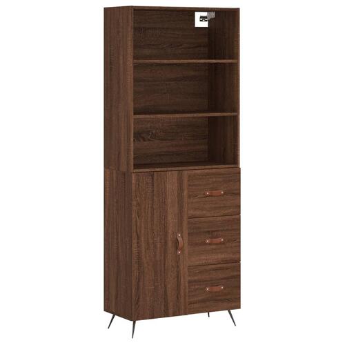 Højskab 69,5x34x180 cm konstrueret træ brun egetræsfarve