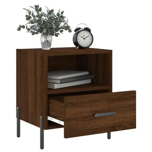 Sengeborde 2 stk. 40x35x47,5 cm konstrueret træ brunt egetræ
