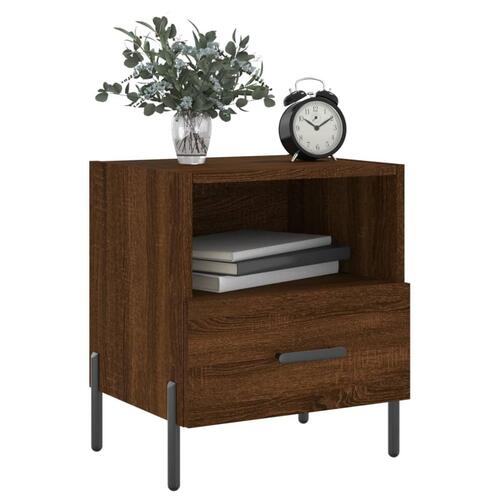 Sengeborde 2 stk. 40x35x47,5 cm konstrueret træ brunt egetræ
