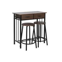 Spisebordsæt med 2 stole Brun Sort Metal Træ MDF 80 x 50 x 84 cm