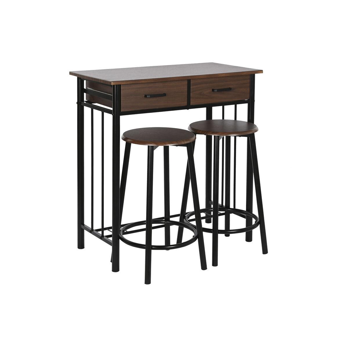 Spisebordsæt med 2 stole Brun Sort Metal Træ MDF 80 x 50 x 84 cm