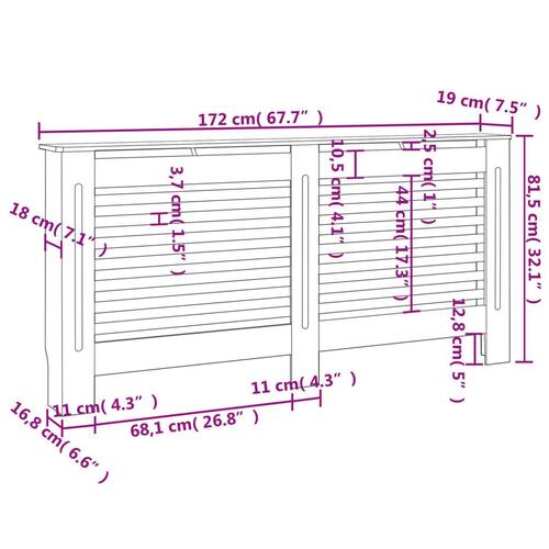 Radiatorskjuler MDF 172x19x81,5 cm hvid