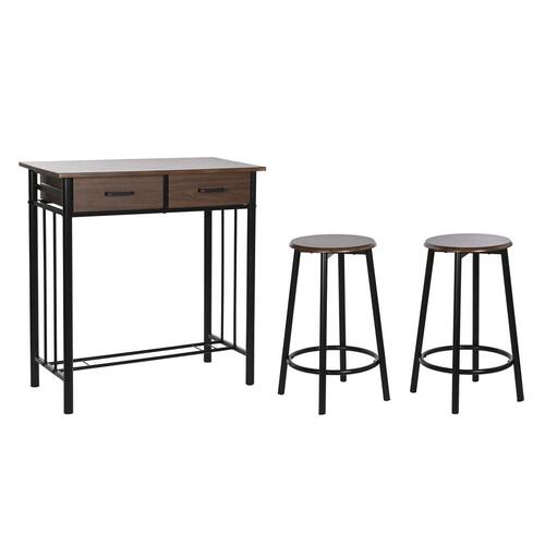 Spisebordsæt med 2 stole Brun Sort Metal Træ MDF 80 x 50 x 84 cm