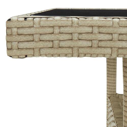 Udendørs spisebord polyrattan og glas beige