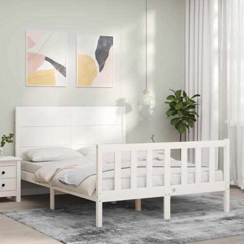 Sengeramme med sengegavl Small Double massivt træ hvid