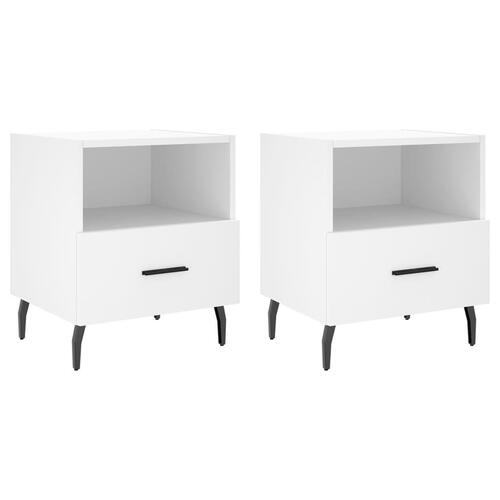 Sengeborde 2 stk. 40x35x47,5 cm konstrueret træ hvid