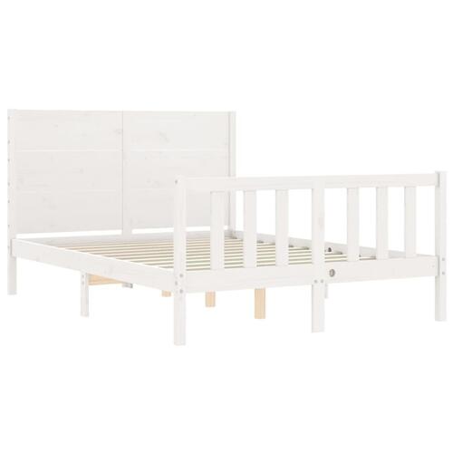 Sengeramme med sengegavl Small Double massivt træ hvid