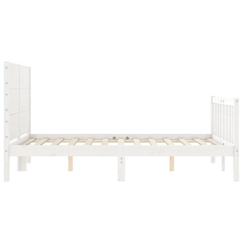 Sengeramme med sengegavl Small Double massivt træ hvid