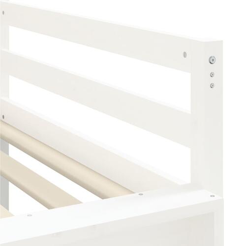 Højseng med tårn 90x200 cm massivt fyrretræ hvid og sort