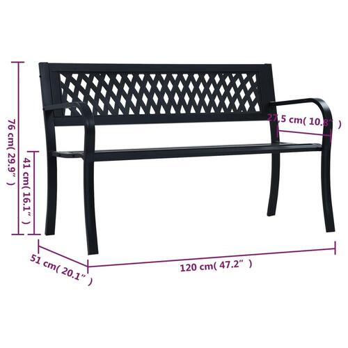 Havebænk 120 cm stål sort