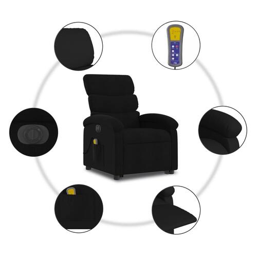 Elektrisk massagestol med løftefunktion stof sort