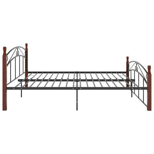 Sengeramme 180x200 cm metal og massivt egetræ sort