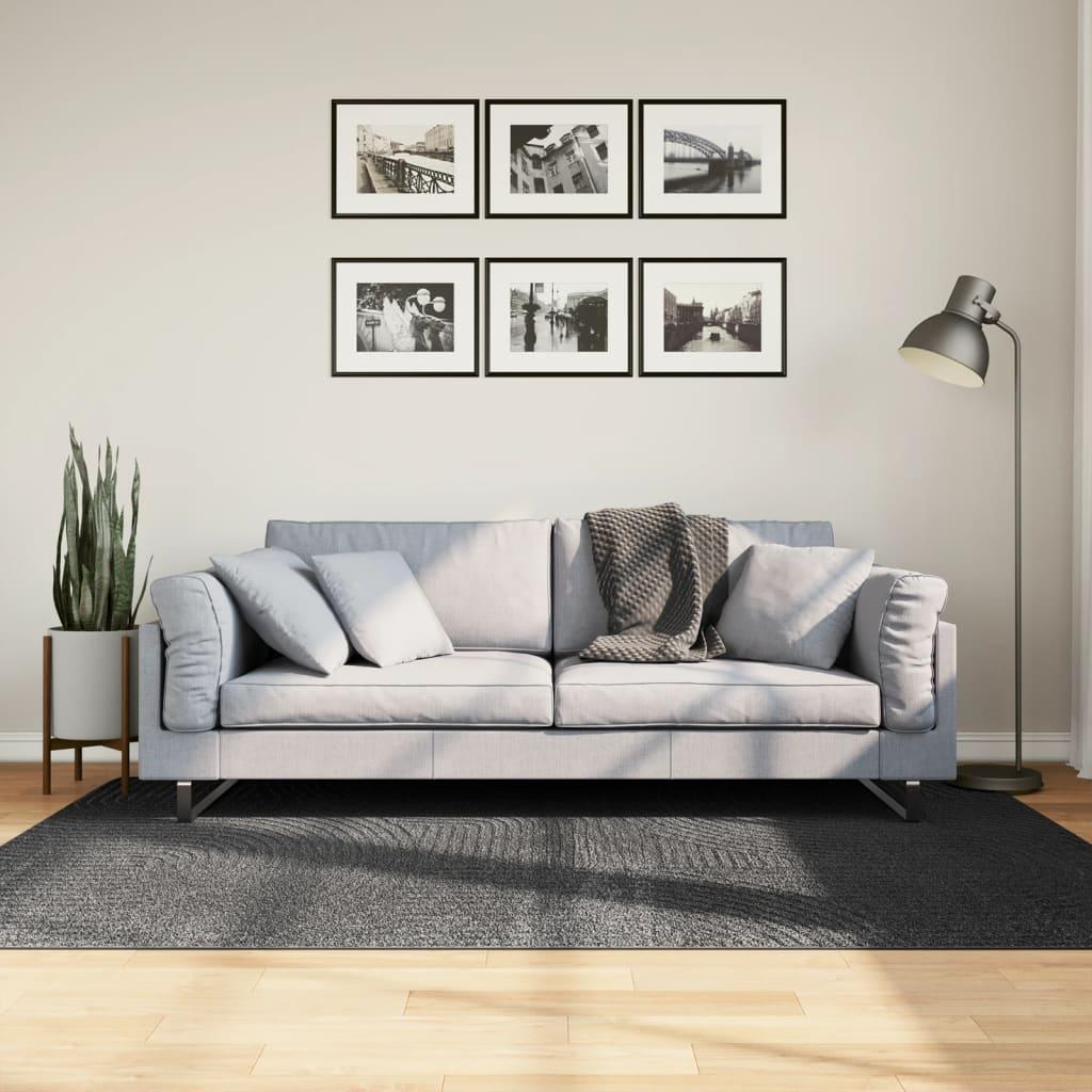 Gulvtæppe IZA 140x200 cm kort luv skandinavisk look antracitgrå