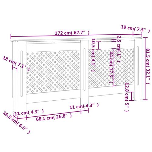 Radiatorskjuler MDF 172x19x81,5 cm hvid
