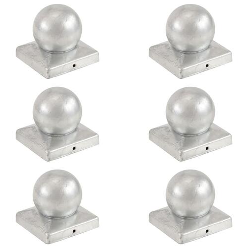 Globusformet stolpehætte 6 stk. 101x101 mm galvaniseret metal