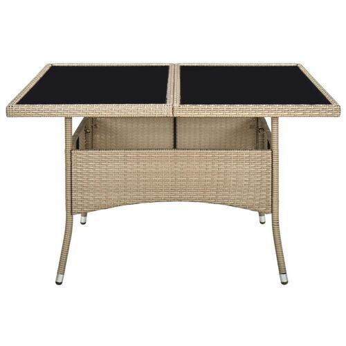 Havebord polyrattan og glas beige