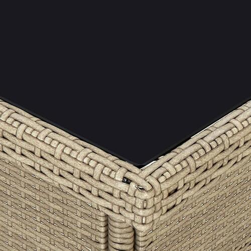 Havebord polyrattan og glas beige