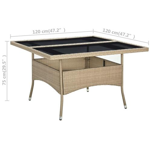 Havebord polyrattan og glas beige