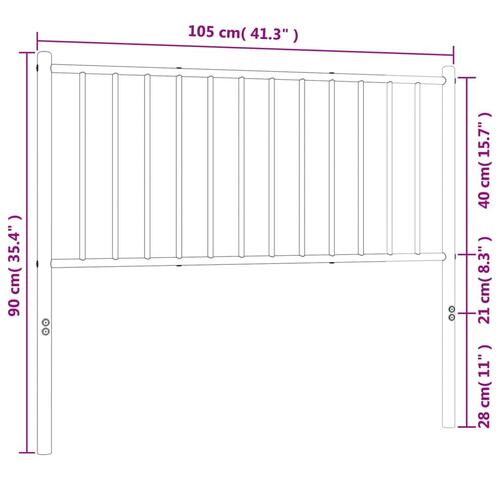 Sengegavl 100 cm metal hvid