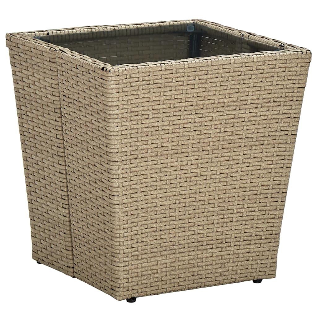 Tebord 41,5x41,5x44 cm polyrattan og hærdet glas beige