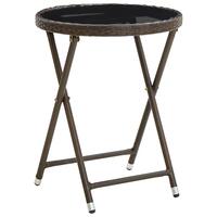 Tebord 60 cm polyrattan og hærdet glas brun