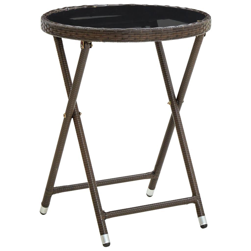 Tebord 60 cm polyrattan og hærdet glas brun