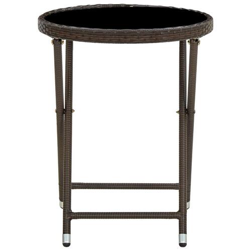 Tebord 60 cm polyrattan og hærdet glas brun