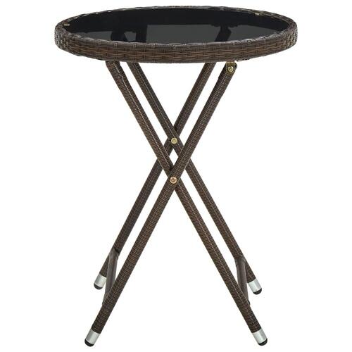Tebord 60 cm polyrattan og hærdet glas brun